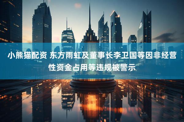 小熊猫配资 东方雨虹及董事长李卫国等因非经营性资金占用等违规被警示